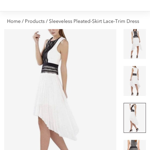 BCBG MaxAzria Sleeveless pleated-skirt lace-trim dress - Picture 2 of 10